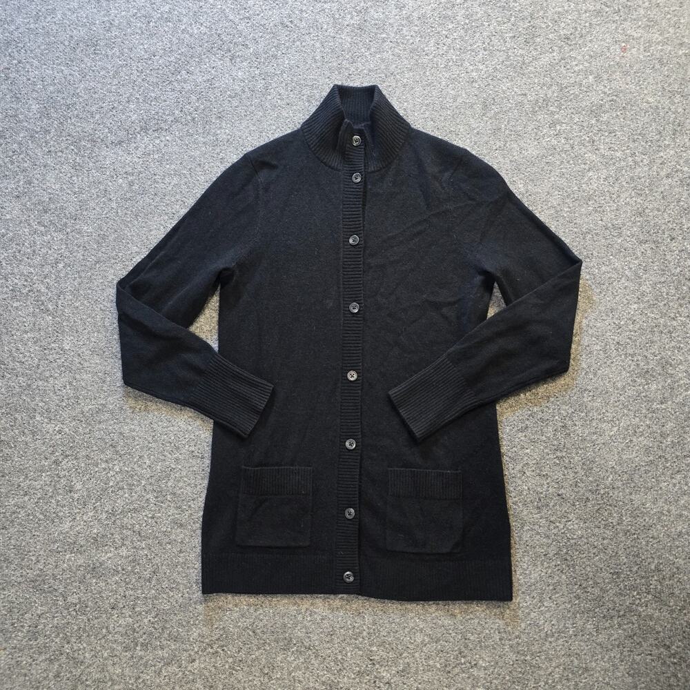 LL Bean Sweater Womens Size XS Black Cashmere Cardigan Button Up Capsule Minimal